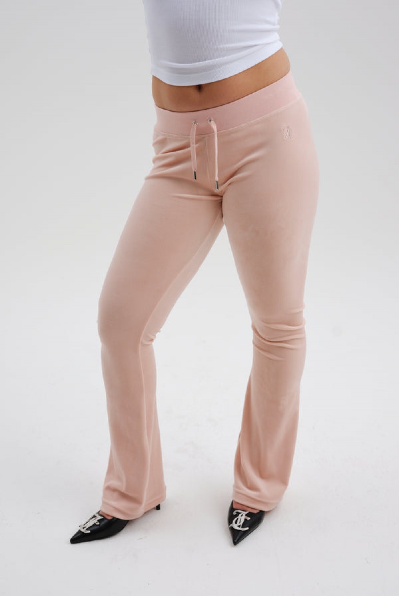 Pink Juicy Couture Low Rise Flare Classic Velour Track Pant | JC-SN652003