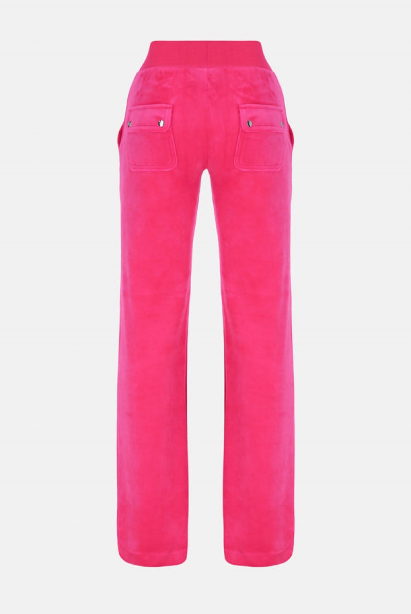 Pink Juicy Couture Low Rise Velour Track Pants | JC-SN652094