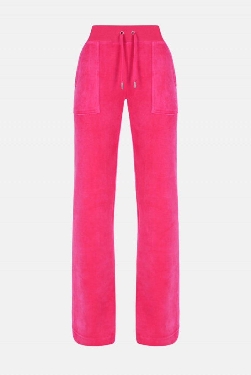 Pink Juicy Couture Low Rise Velour Track Pants | JC-SN652094