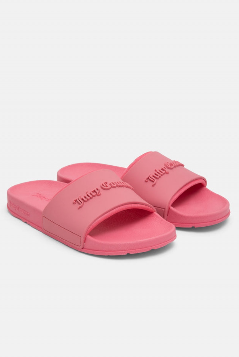 Pink Lemonade Juicy Couture Embossed Sliders | JC-SN652200