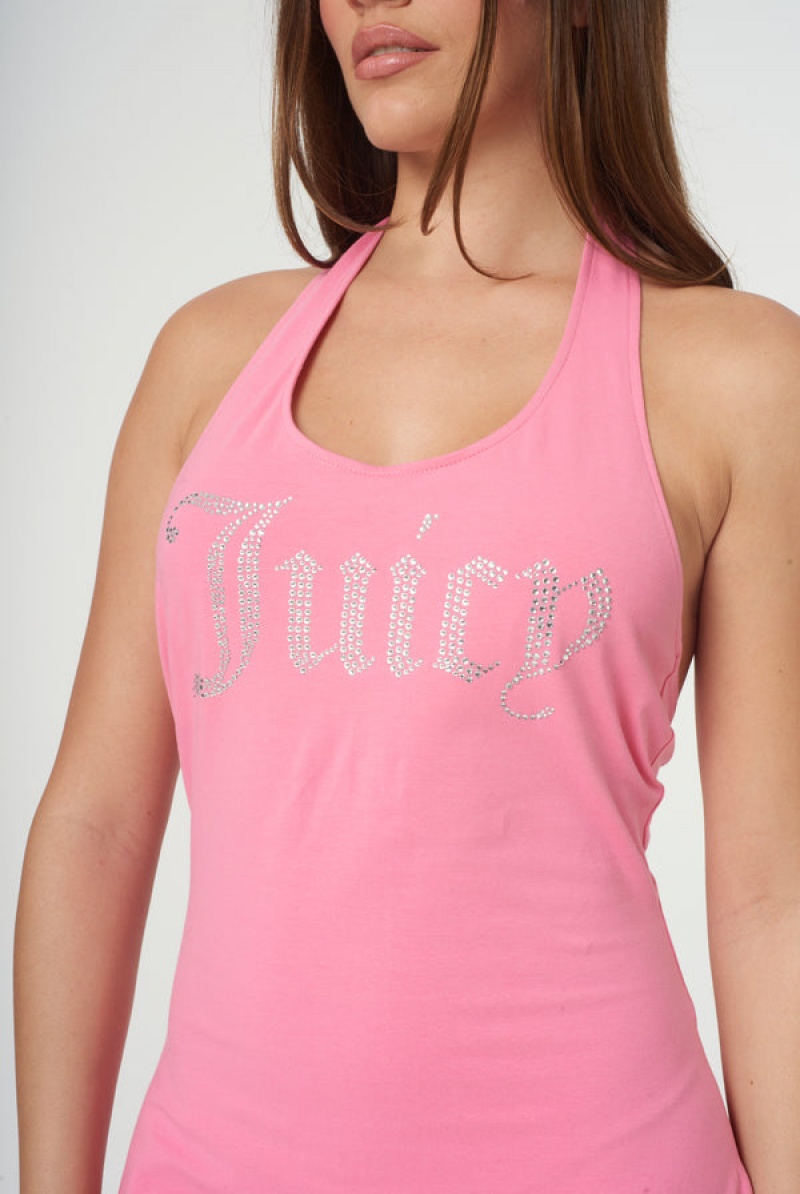 Pink Lemonade Juicy Couture Jersey Halter Neck Mini Dress | JC-SN652292