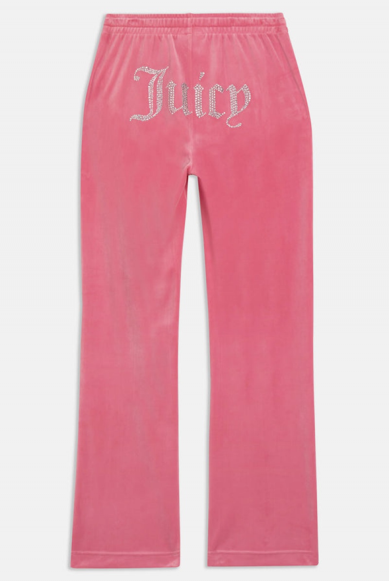 Pink Lemonade Juicy Couture Velour Diamante Tracksuit Bottom | JC-SN651976