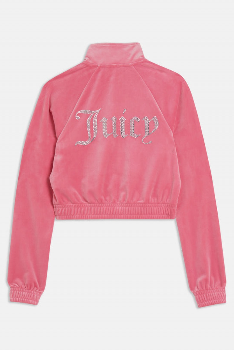 Pink Lemonade Juicy Couture Velour Diamante Cropped Tracktop | JC-SN651977