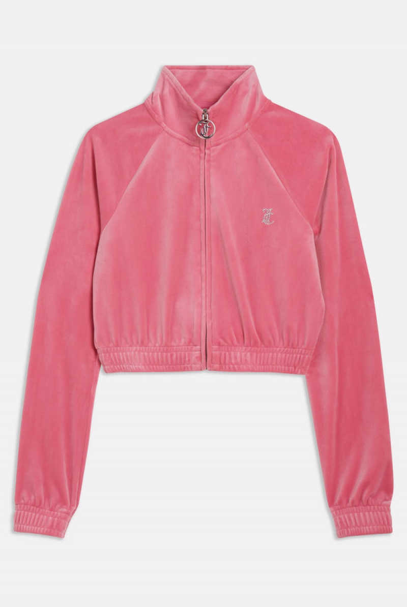 Pink Lemonade Juicy Couture Velour Diamante Cropped Tracktop | JC-SN651977