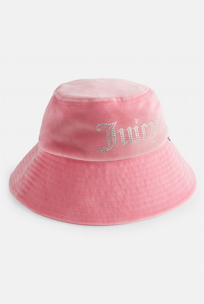 Pink Lemonade Juicy Couture Wide Brim Velour Bucket Hat | JC-SN652339