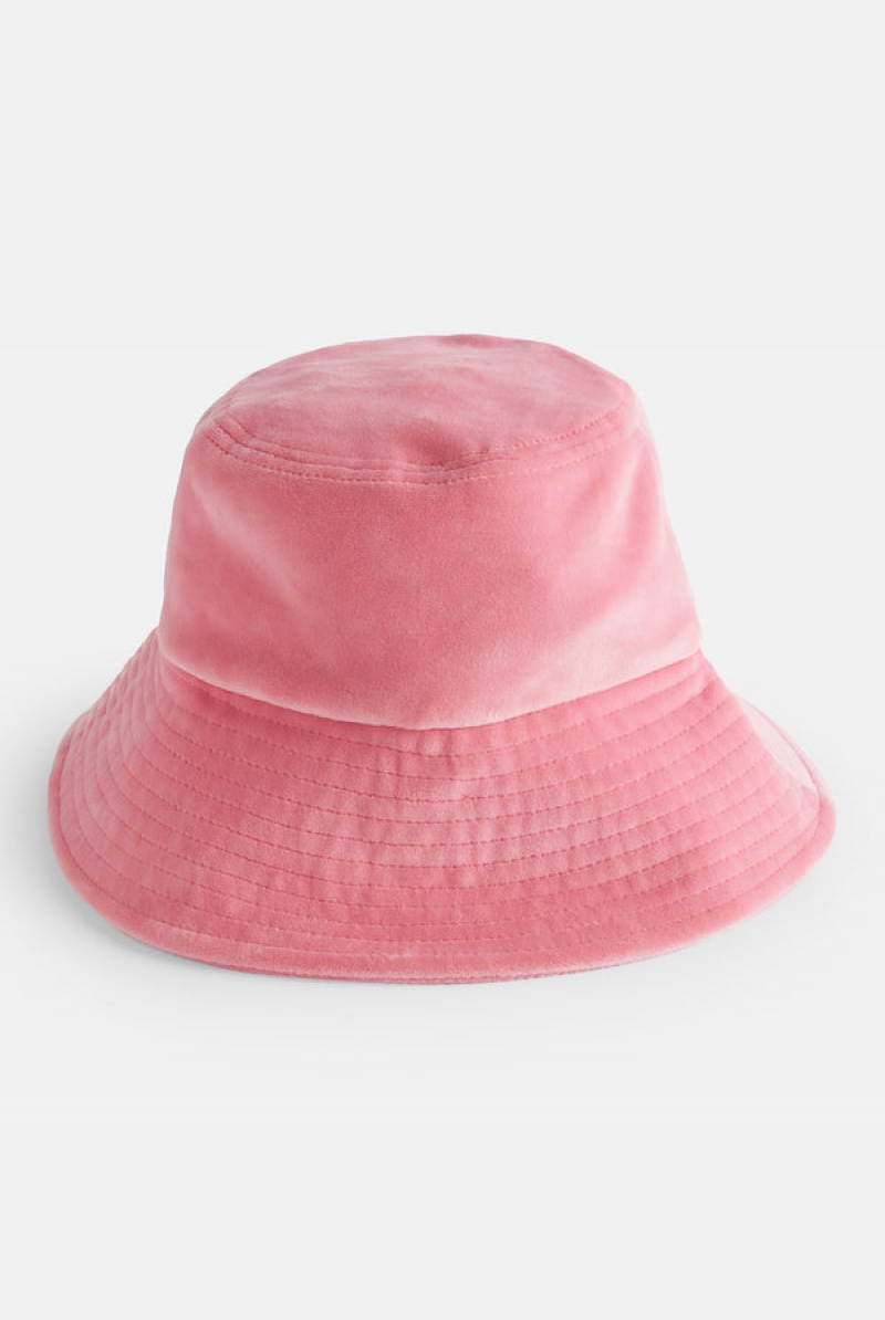 Pink Lemonade Juicy Couture Wide Brim Velour Bucket Hat | JC-SN652339