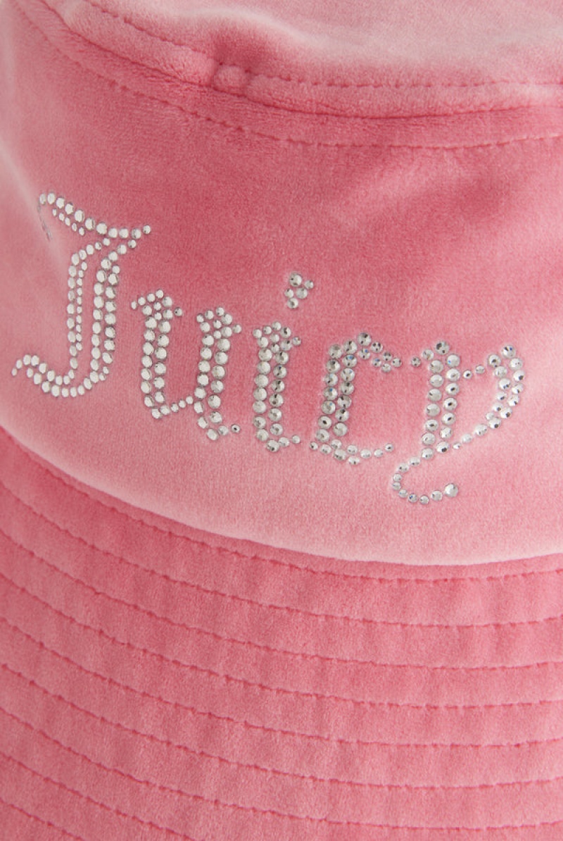 Pink Lemonade Juicy Couture Wide Brim Velour Bucket Hat | JC-SN652339