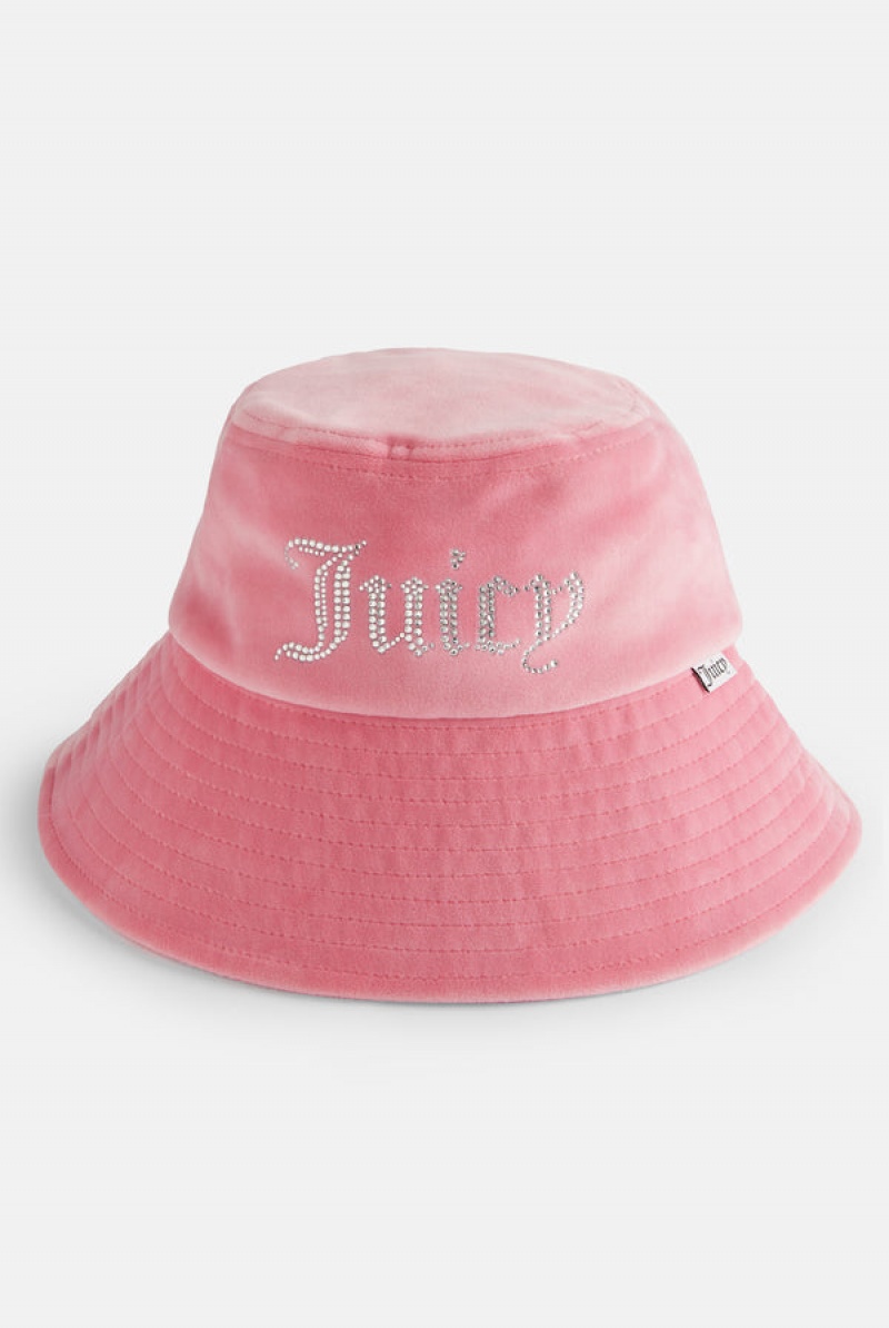 Pink Lemonade Juicy Couture Wide Brim Velour Bucket Hat | JC-SN652339