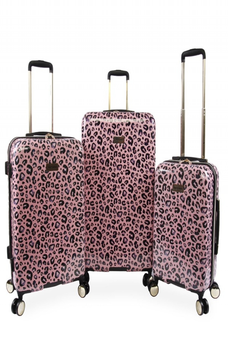 Pink Leopard Juicy Couture 3-piece Hardside Spinner Luggage Set | JC-SN651917