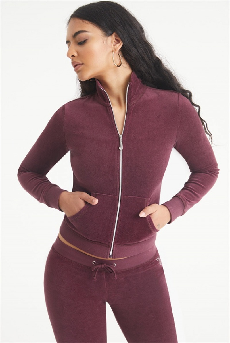 Plonk Juicy Couture Ombre Bling Cotton Velour Mockneck Track Jacket | JC-SN651536