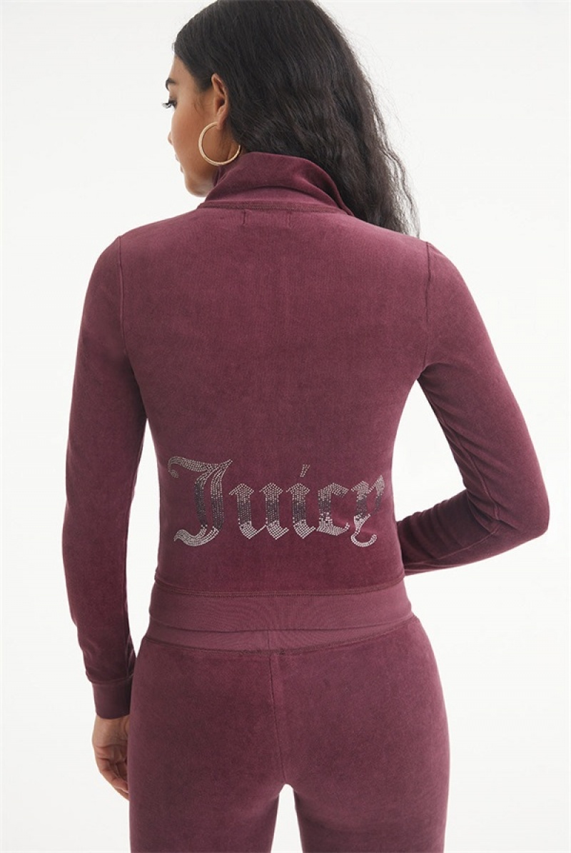 Plonk Juicy Couture Ombre Bling Cotton Velour Mockneck Track Jacket | JC-SN651536