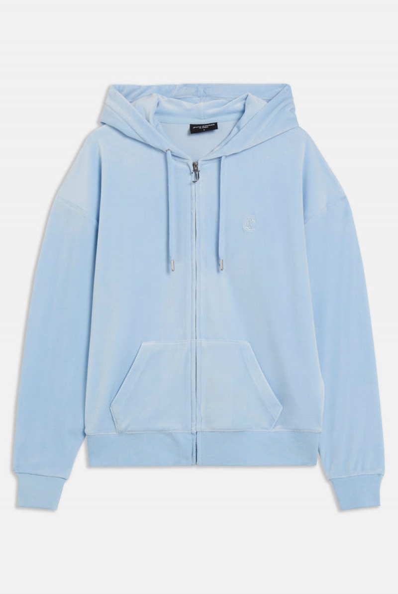 Powder Blue Juicy Couture Classic Velour Oversized Hoodie | JC-SN651967