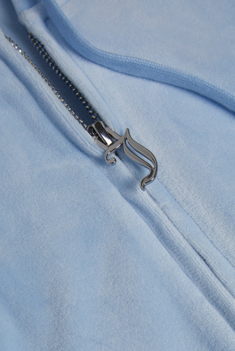 Powder Blue Juicy Couture Classic Velour Oversized Hoodie | JC-SN651967