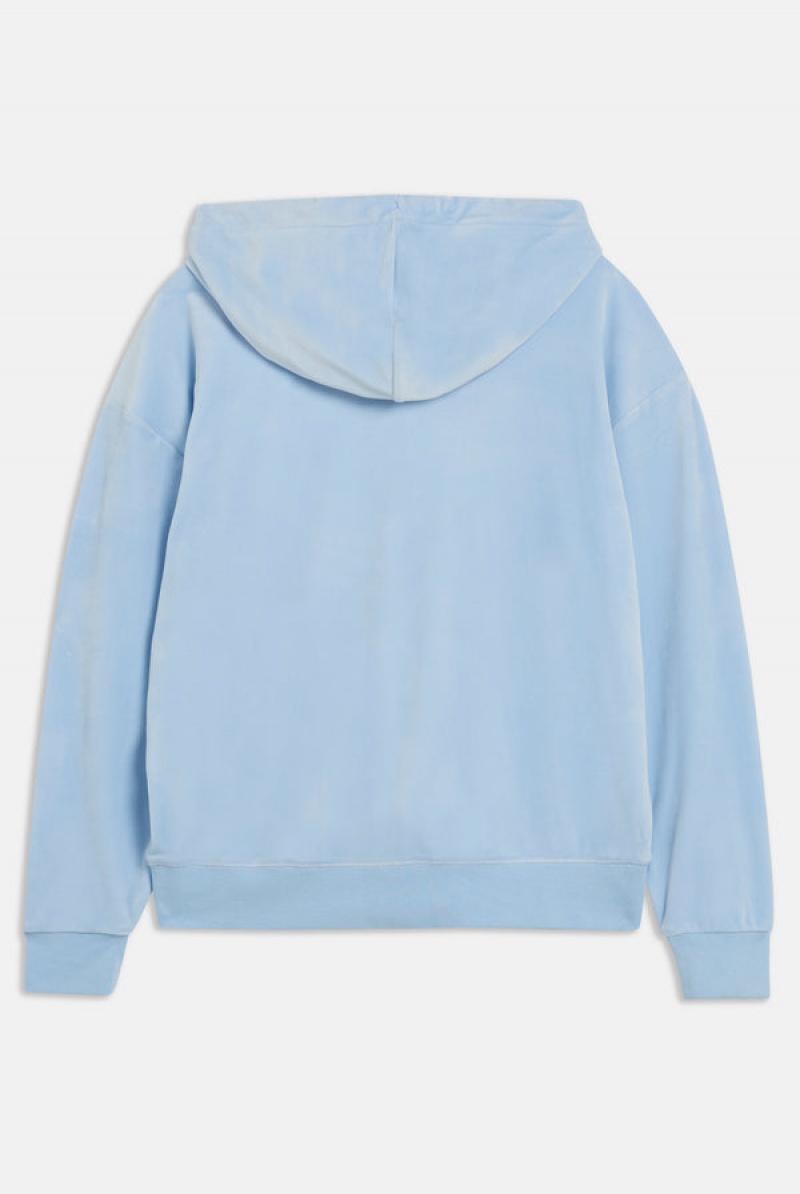 Powder Blue Juicy Couture Classic Velour Oversized Hoodie | JC-SN651967