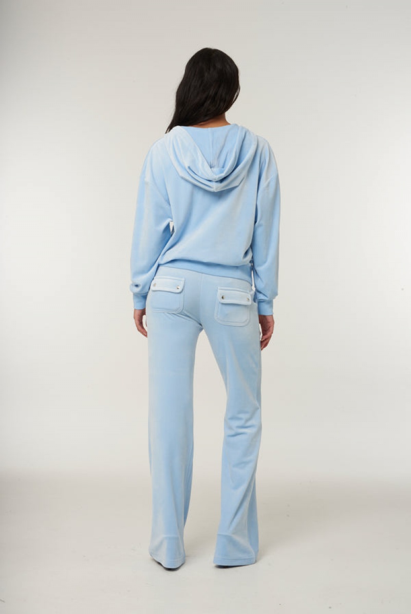 Powder Blue Juicy Couture Classic Velour Oversized Hoodie | JC-SN651967