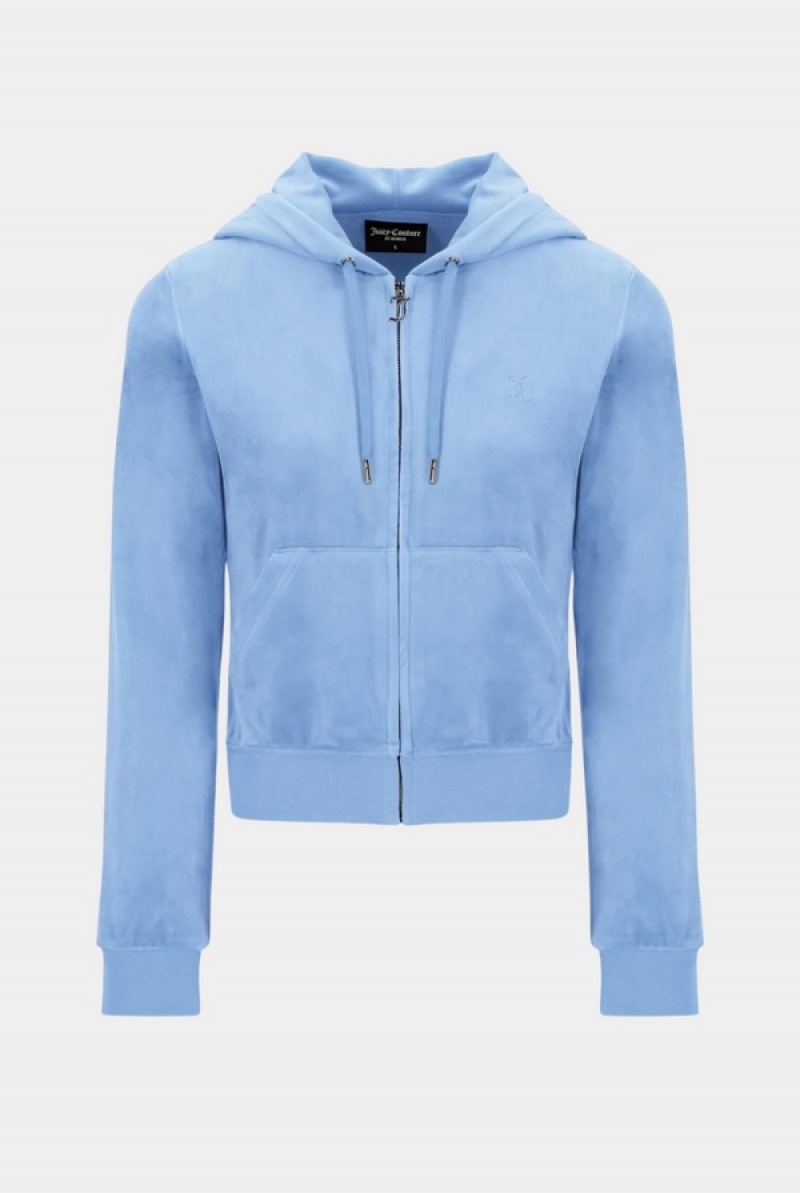 Powder Blue Juicy Couture Classic Velour Robertson Hoodie | JC-SN652046