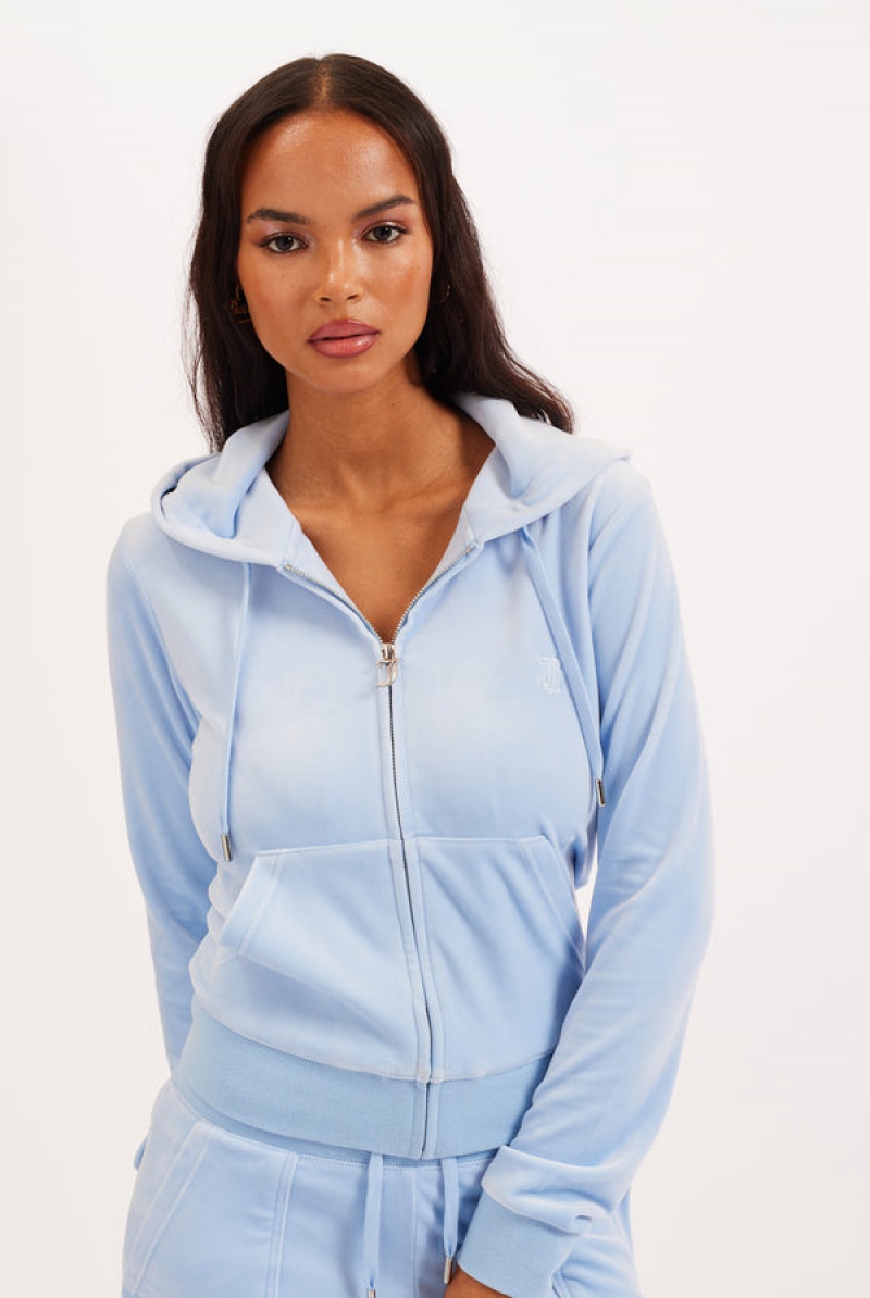 Powder Blue Juicy Couture Classic Velour Robertson Hoodie | JC-SN652046