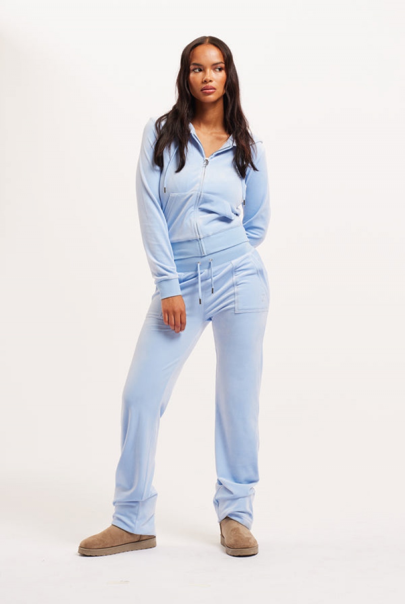 Powder Blue Juicy Couture Classic Velour Robertson Hoodie | JC-SN652046