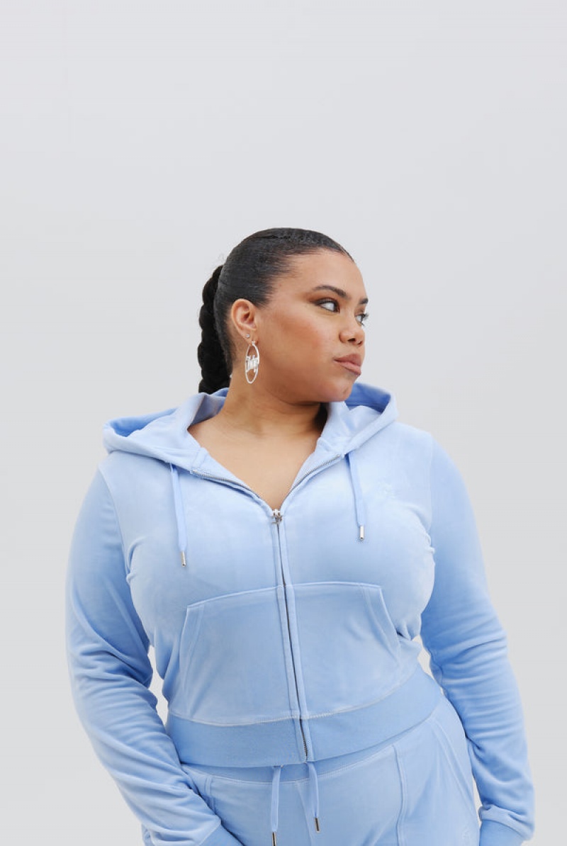 Powder Blue Juicy Couture Classic Velour Robertson Hoodie | JC-SN652046