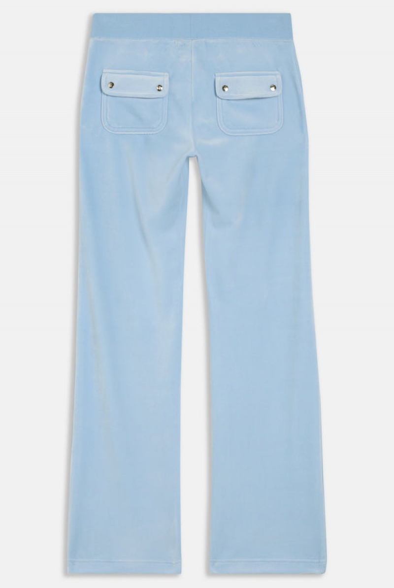 Powder Blue Juicy Couture Classic Velour Del Ray Pocketed Bottoms | JC-SN652047