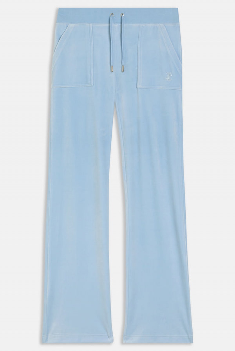 Powder Blue Juicy Couture Classic Velour Del Ray Pocketed Bottoms | JC-SN652047