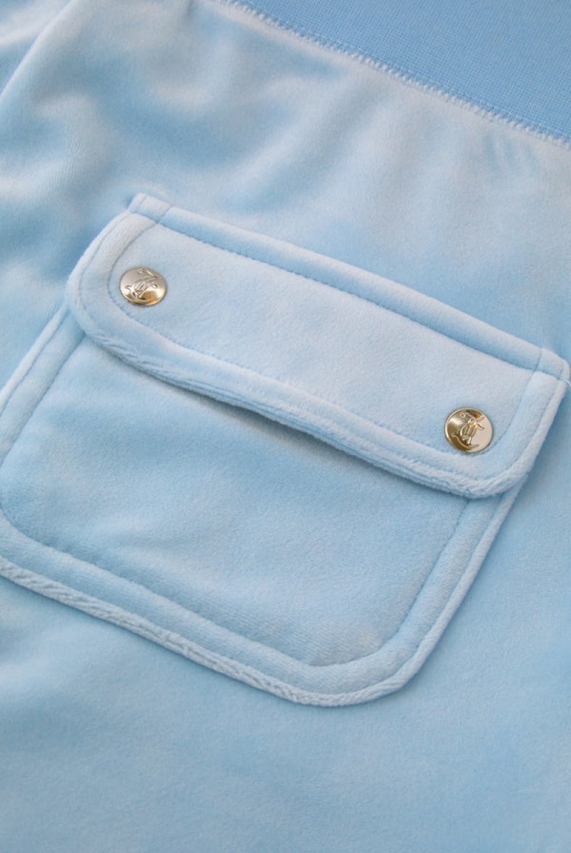 Powder Blue Juicy Couture Classic Velour Del Ray Pocketed Bottoms | JC-SN652047