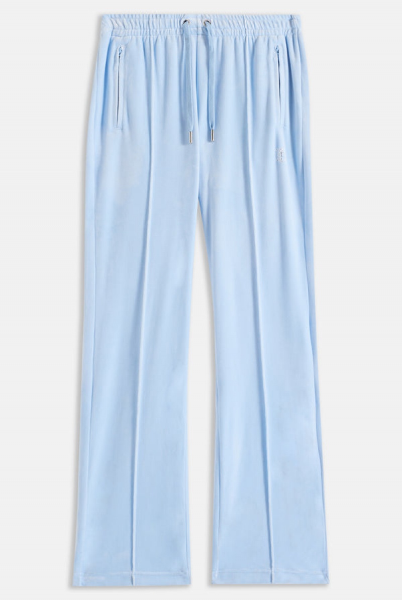 Powder Blue Juicy Couture Velour Diamante Tracksuit Bottom | JC-SN651973