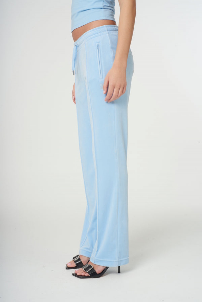 Powder Blue Juicy Couture Velour Diamante Tracksuit Bottom | JC-SN651973