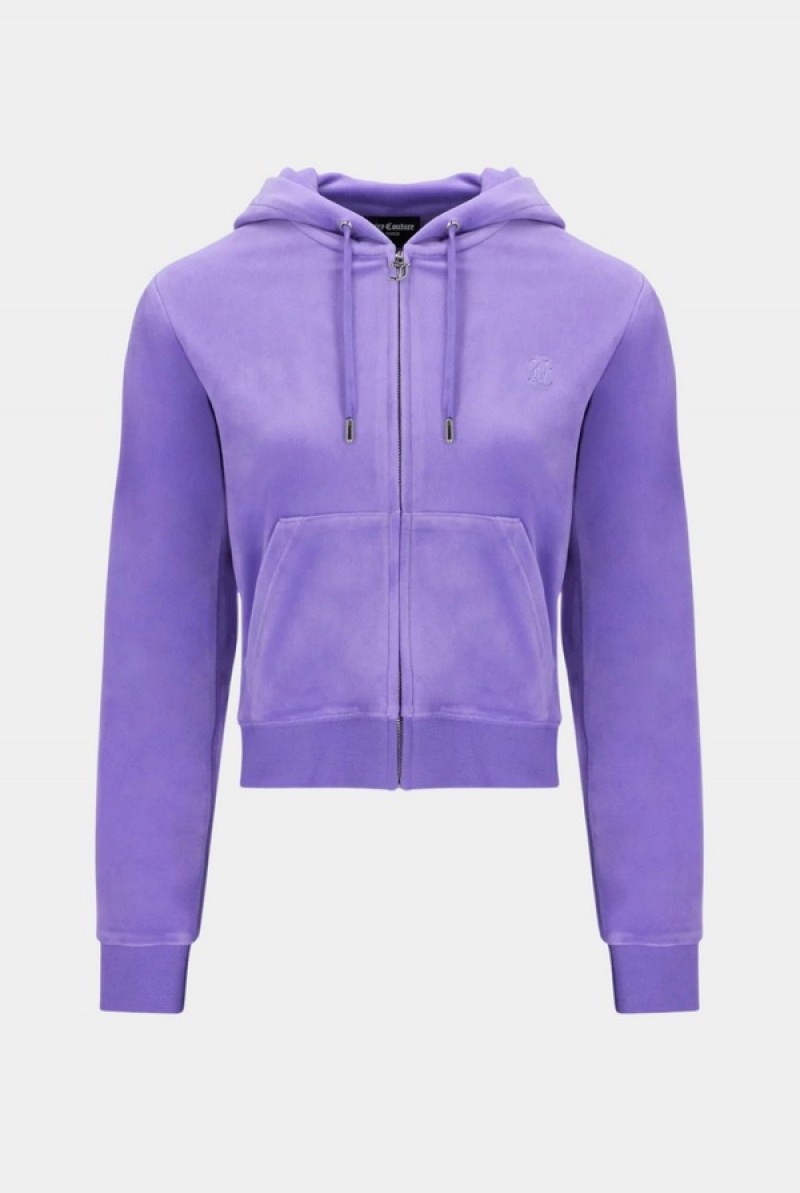 Purple Juicy Couture Classic Velour Robertson Hoodie | JC-SN652055