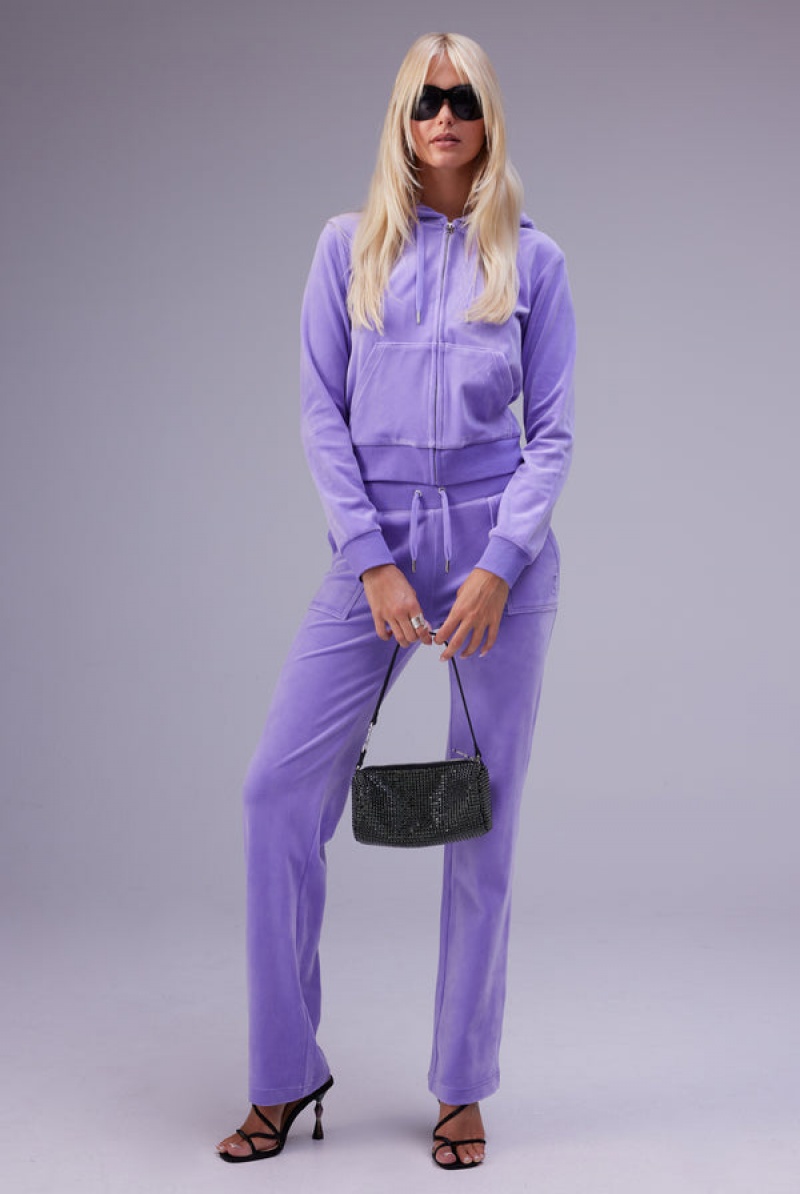 Purple Juicy Couture Classic Velour Robertson Hoodie | JC-SN652055