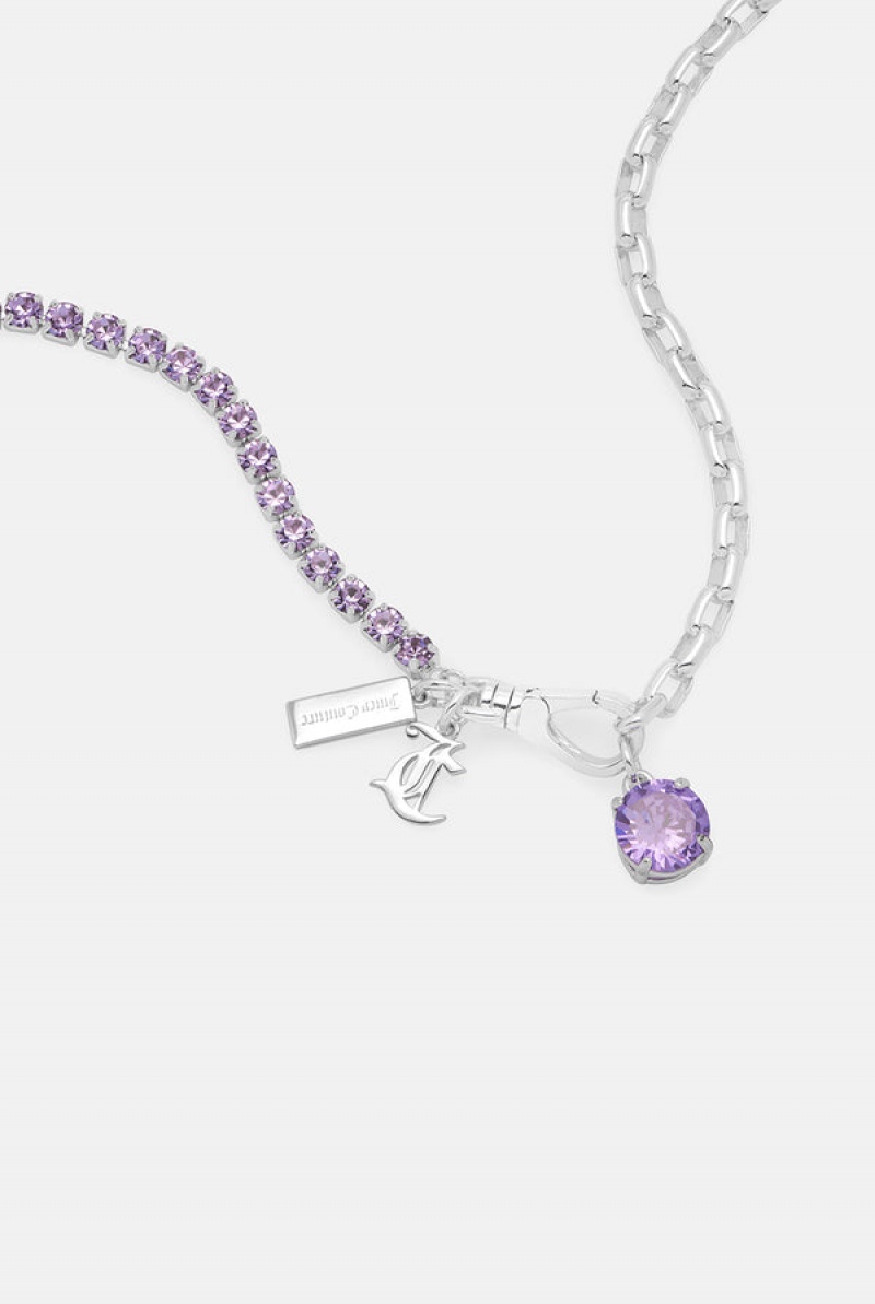 Purple Juicy Couture Crystal JC Necklace | JC-SN652362