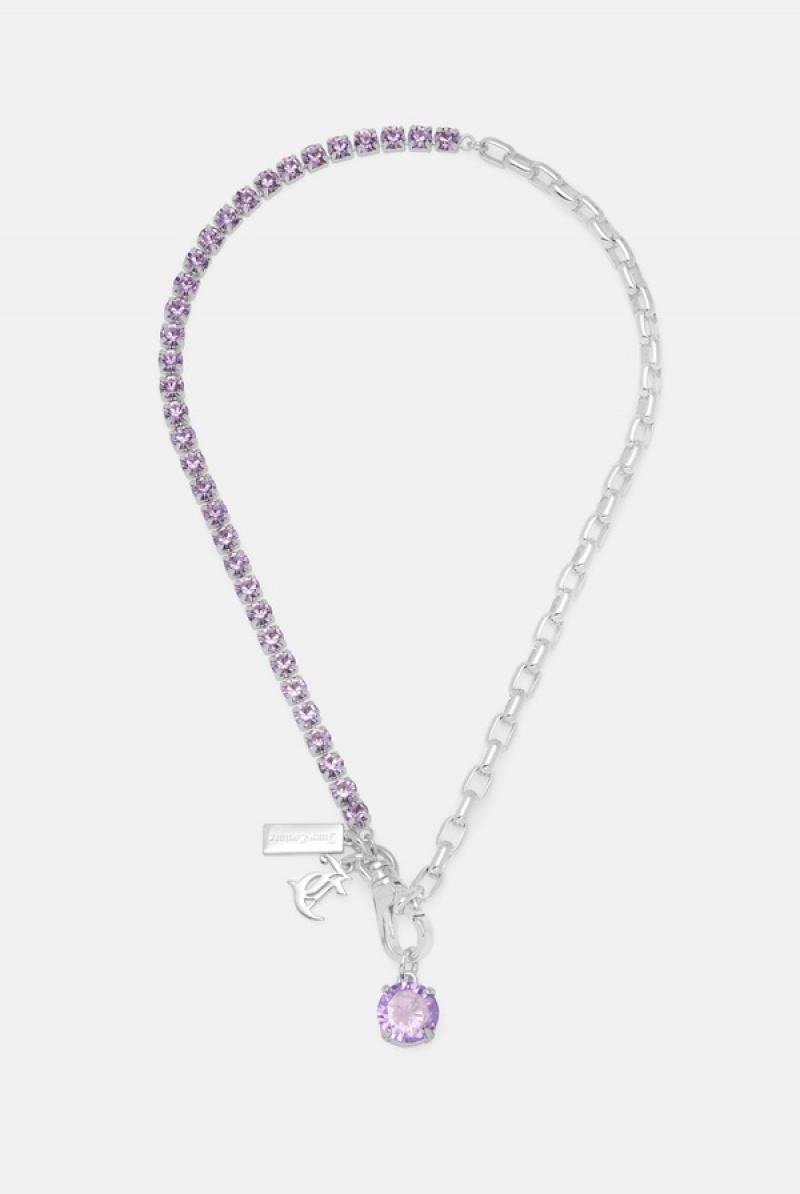 Purple Juicy Couture Crystal JC Necklace | JC-SN652362