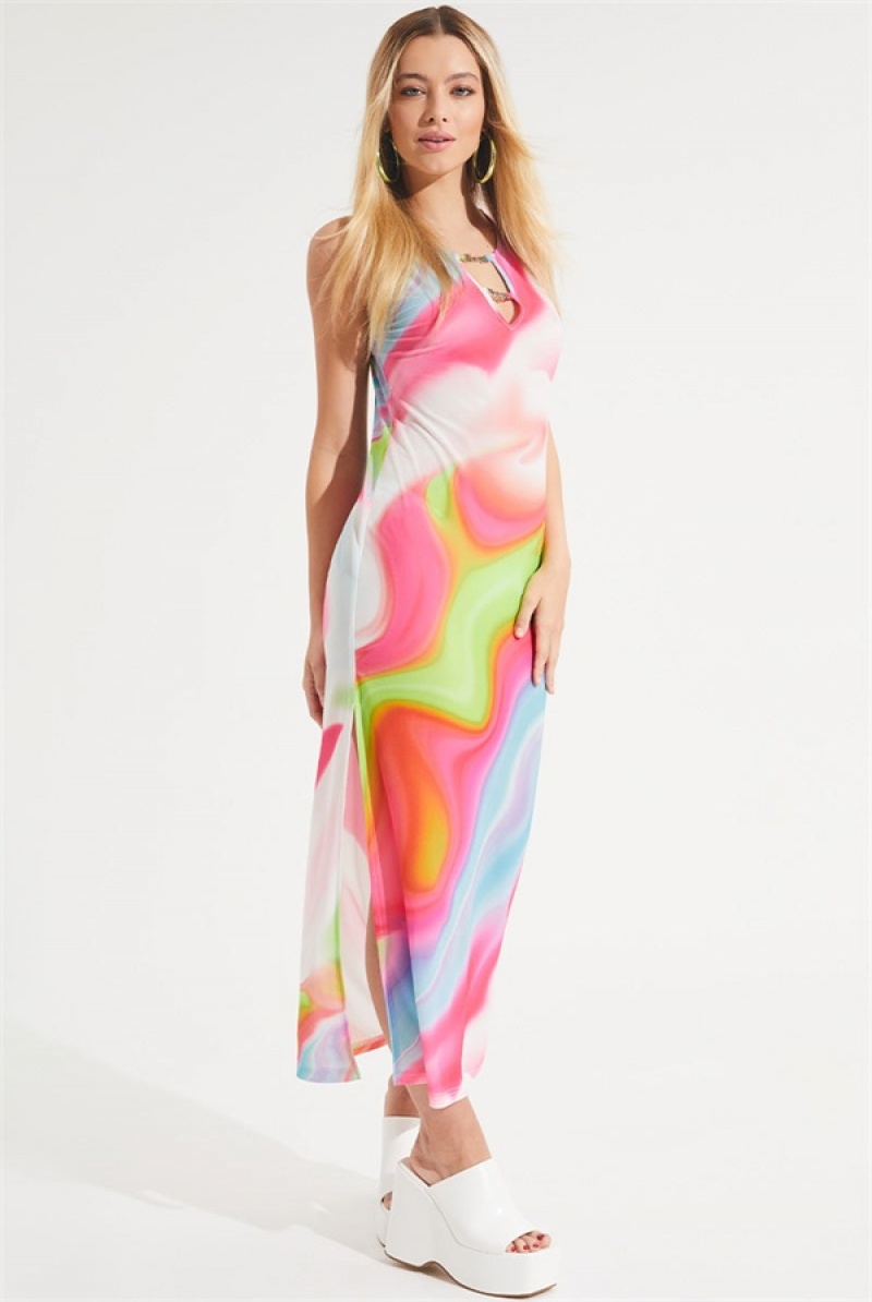 Rainbow Swirl Juicy Couture Mesh Swirl Maxi Dress | JC-SN651776