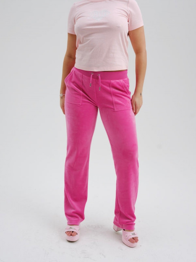 Raspberry Rose Juicy Couture Raspberry Rose Classic Velour Del Ray Pocketed Bottoms | JC-SN652016