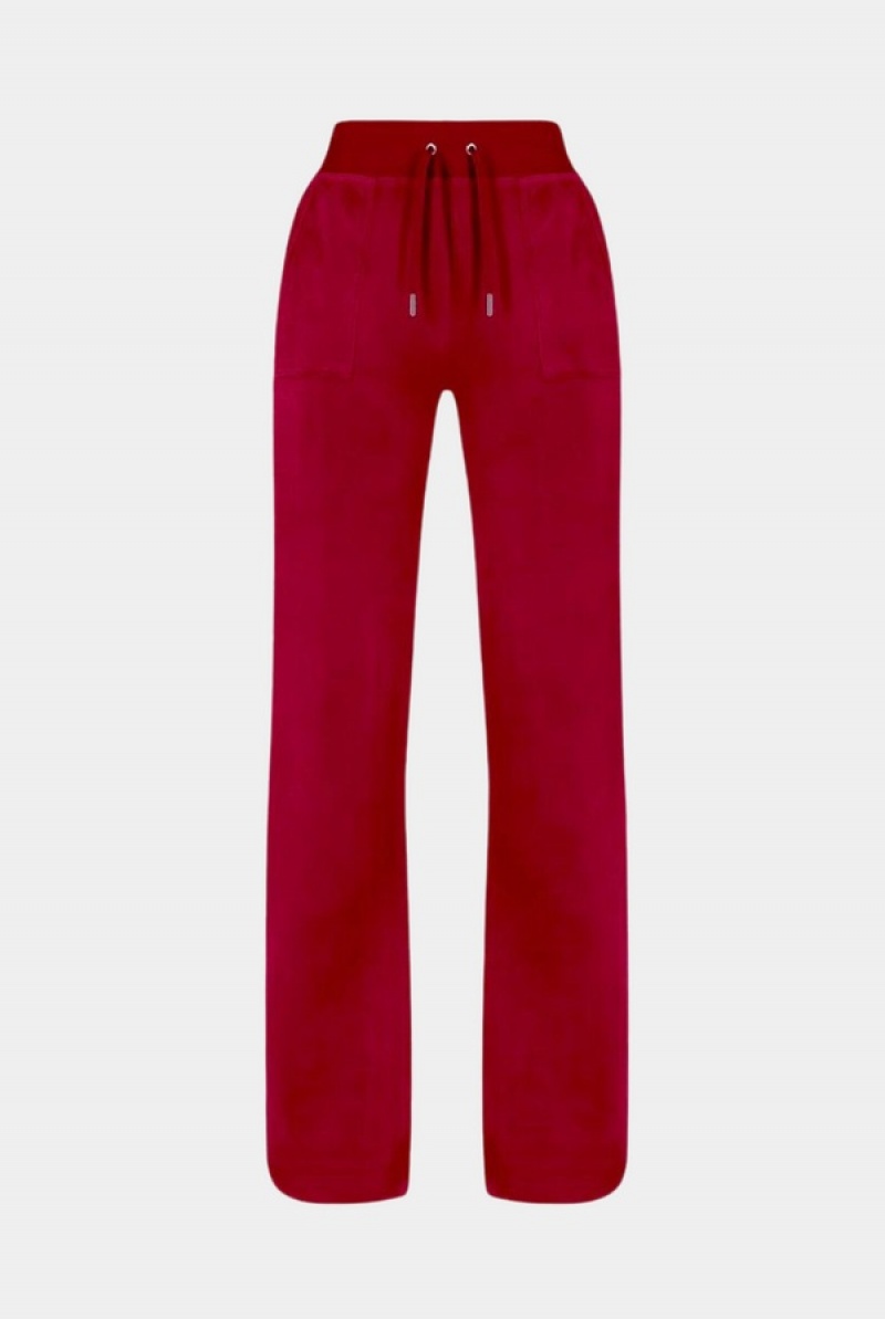 Raspberry Sorbet Juicy Couture Classic Velour Del Ray Pocketed Bottoms | JC-SN652052