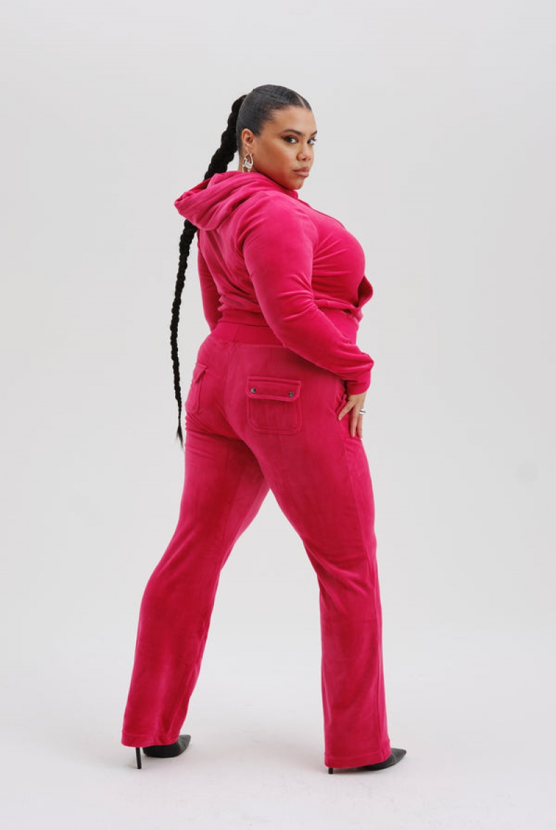 Raspberry Sorbet Juicy Couture Classic Velour Del Ray Pocketed Bottoms | JC-SN652052