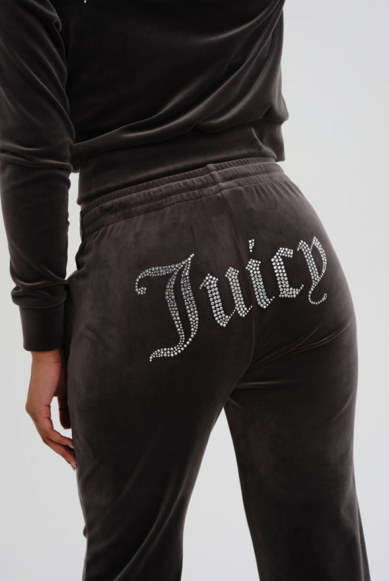 Raven Juicy Couture Velour Diamante Tracksuit Bottom | JC-SN652148