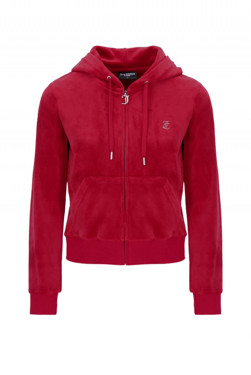 Red Juicy Couture Classic Velour Diamante Robertson Hoodie | JC-SN652061