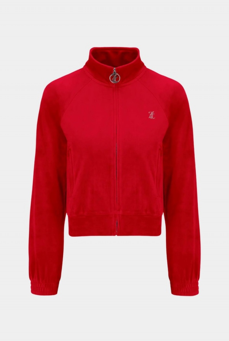 Red Juicy Couture Goji Berry Velour Diamante Tracktop | JC-SN652057