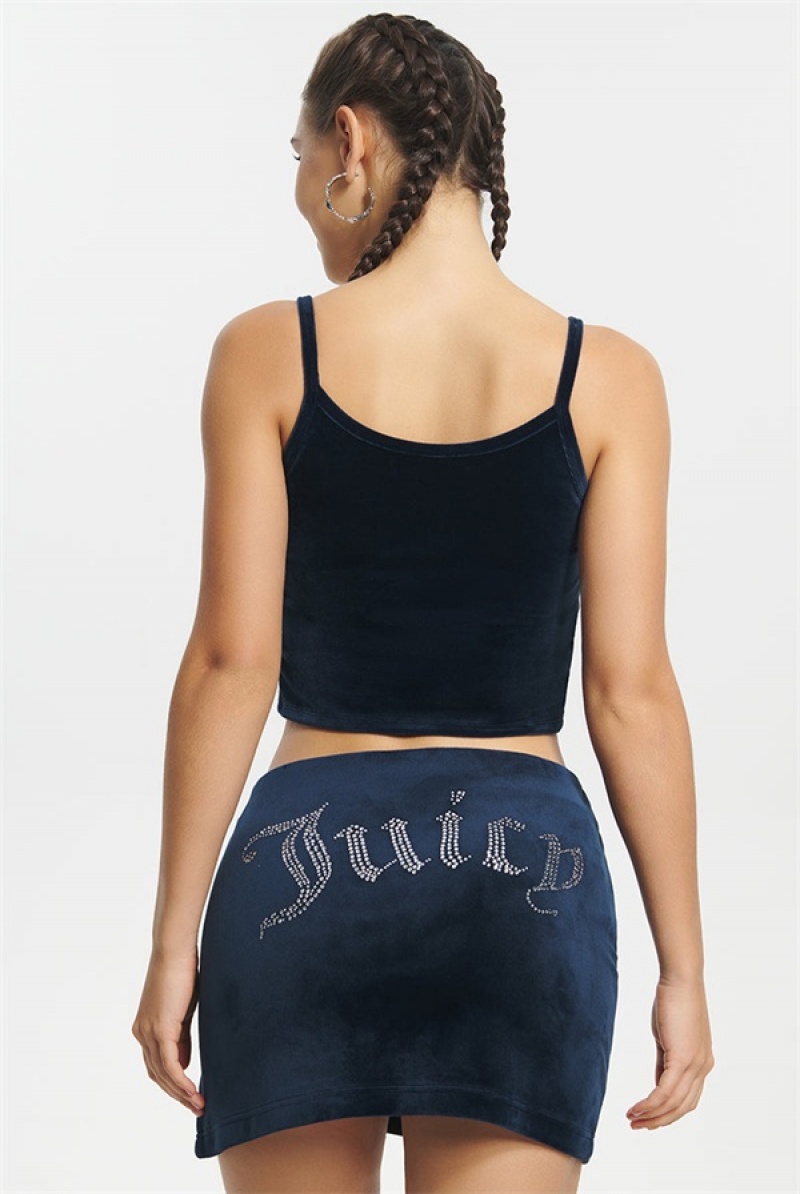 Regal Blue Juicy Couture Big Bling Velour Tank Top | JC-SN651637