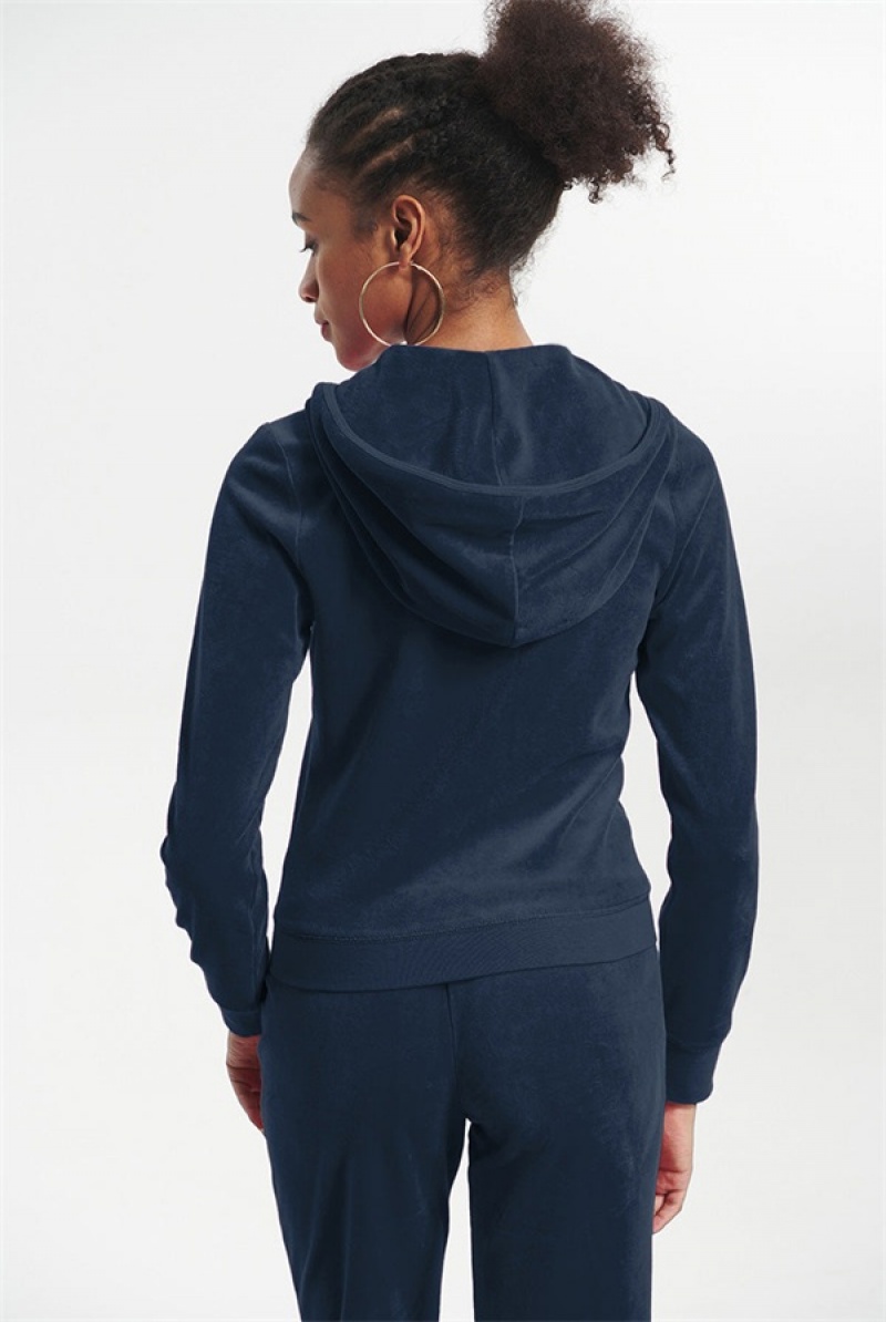 Regal Blue Juicy Couture Classic Cotton Velour Hoodie | JC-SN651591