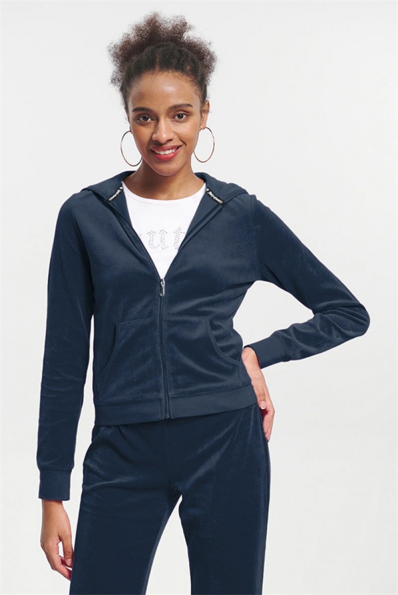 Regal Blue Juicy Couture Classic Cotton Velour Hoodie | JC-SN651591