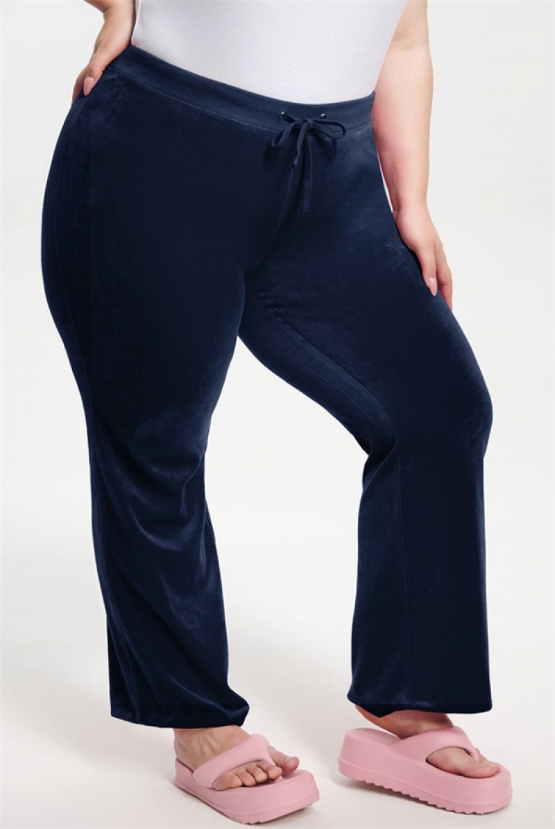 Regal Blue Juicy Couture Plus-size Classic Cotton Velour Track Pants | JC-SN651599