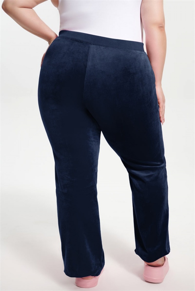 Regal Blue Juicy Couture Plus-size Classic Cotton Velour Track Pants | JC-SN651599