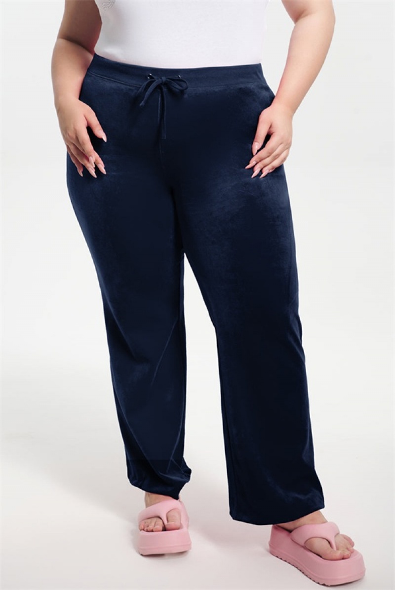 Regal Blue Juicy Couture Plus-size Classic Cotton Velour Track Pants | JC-SN651599