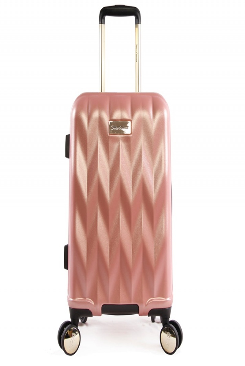 Rose Gold Juicy Couture Carry-on Hardside Spinner Luggage | JC-SN651922