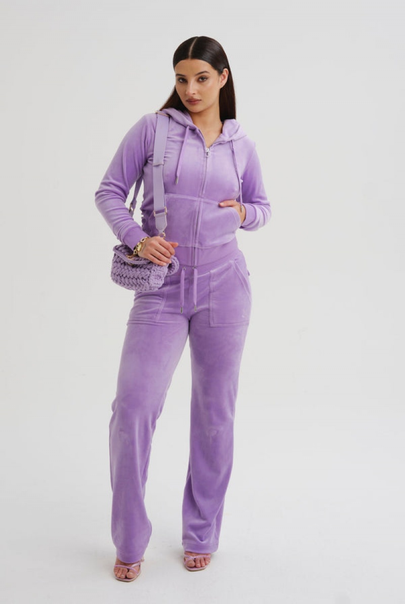 Sheer Lilac Juicy Couture Classic Velour Robertson Hoodie | JC-SN652072