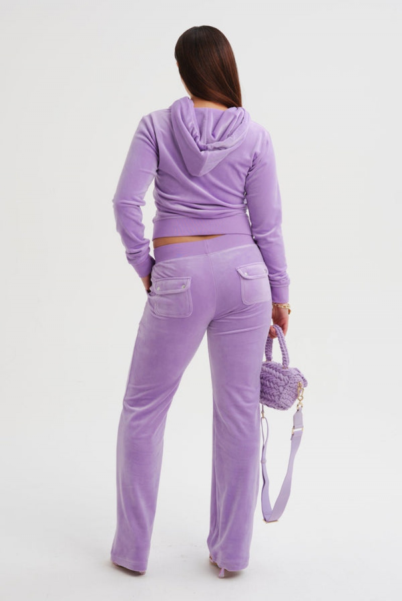 Sheer Lilac Juicy Couture Classic Velour Robertson Hoodie | JC-SN652072