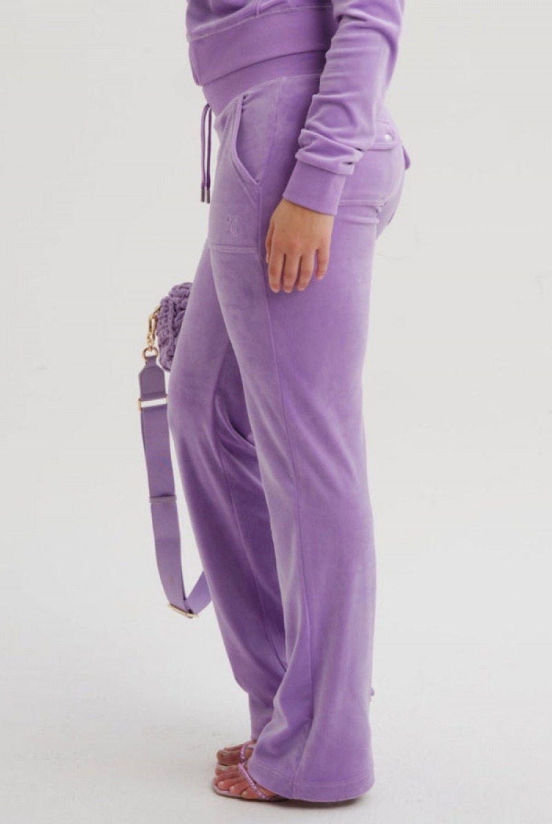 Sheer Lilac Juicy Couture Classic Velour Del Ray Pocketed Bottoms | JC-SN652075