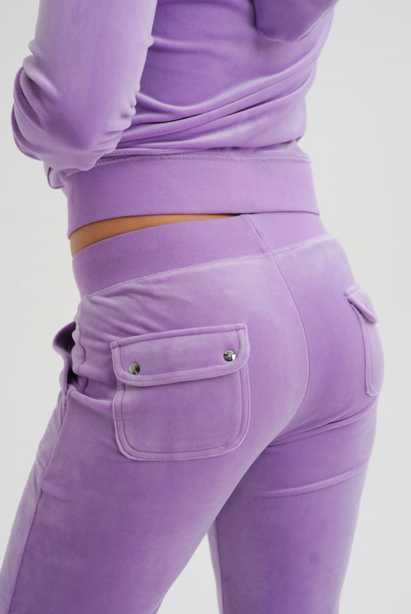 Sheer Lilac Juicy Couture Classic Velour Del Ray Pocketed Bottoms | JC-SN652075